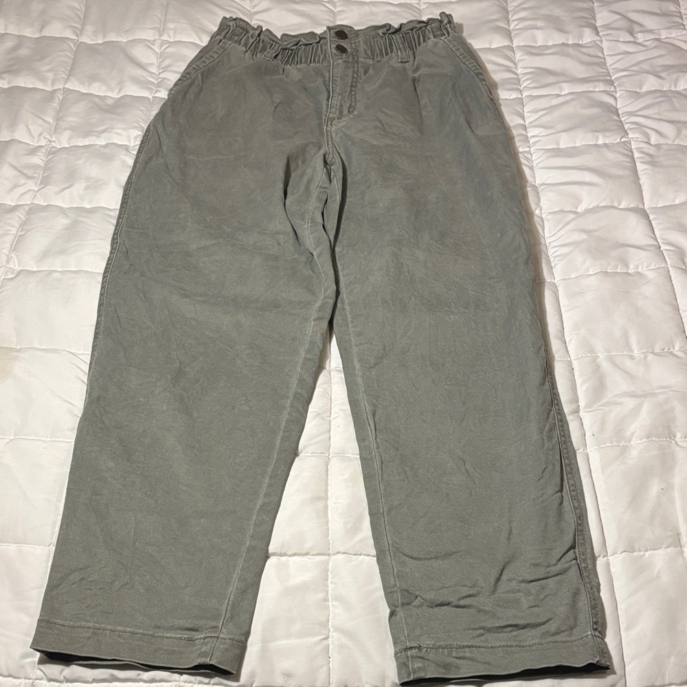 Gathered Waist Army Green Casual Pants
